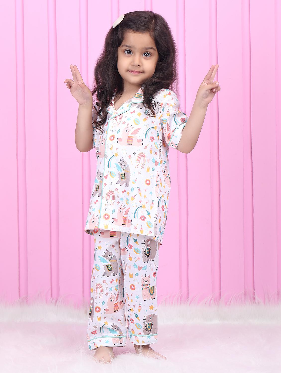 girls printed short sleeve nightwear pyjama set - 21962401 - Zoom Image - 0