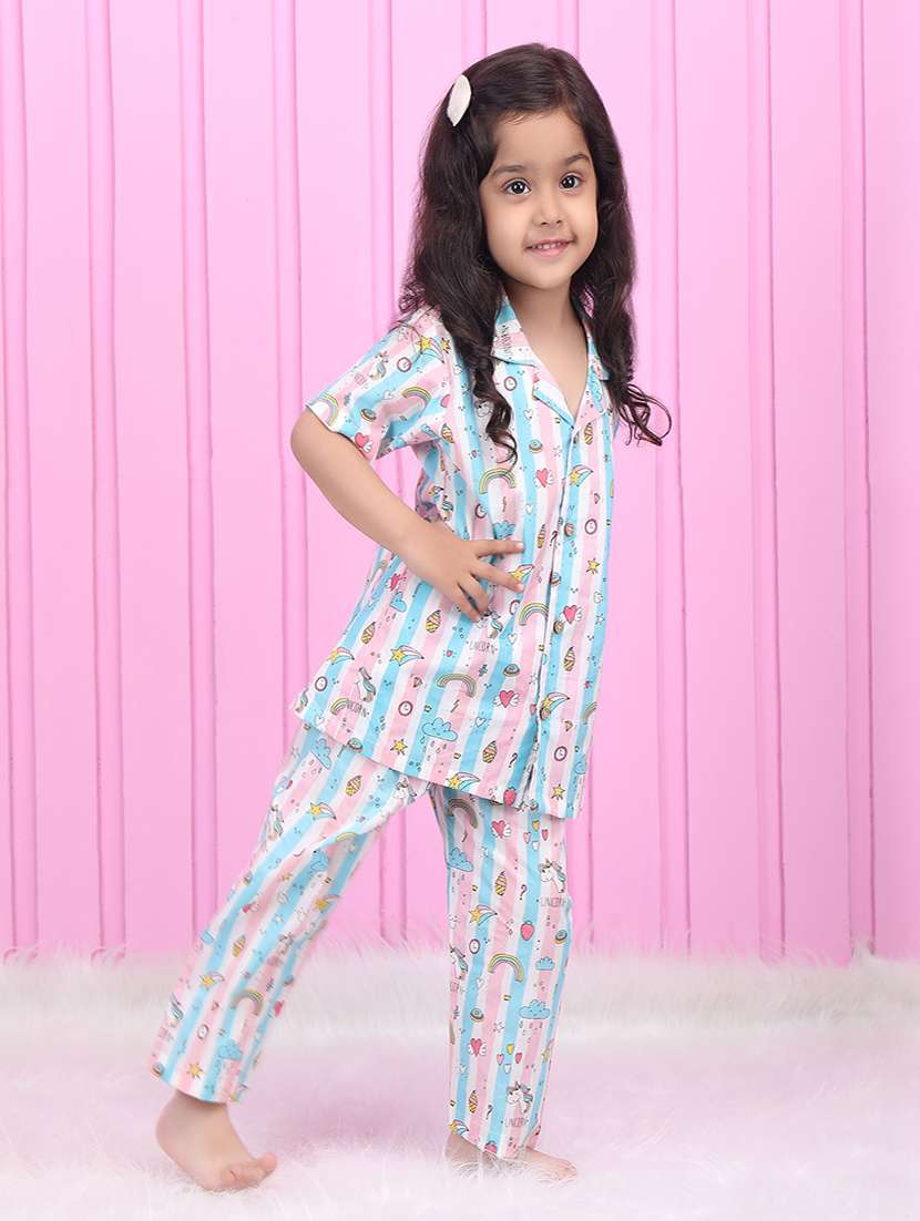 girls printed short sleeve nightwear pyjama set - 21962402 - Standard Image - 3