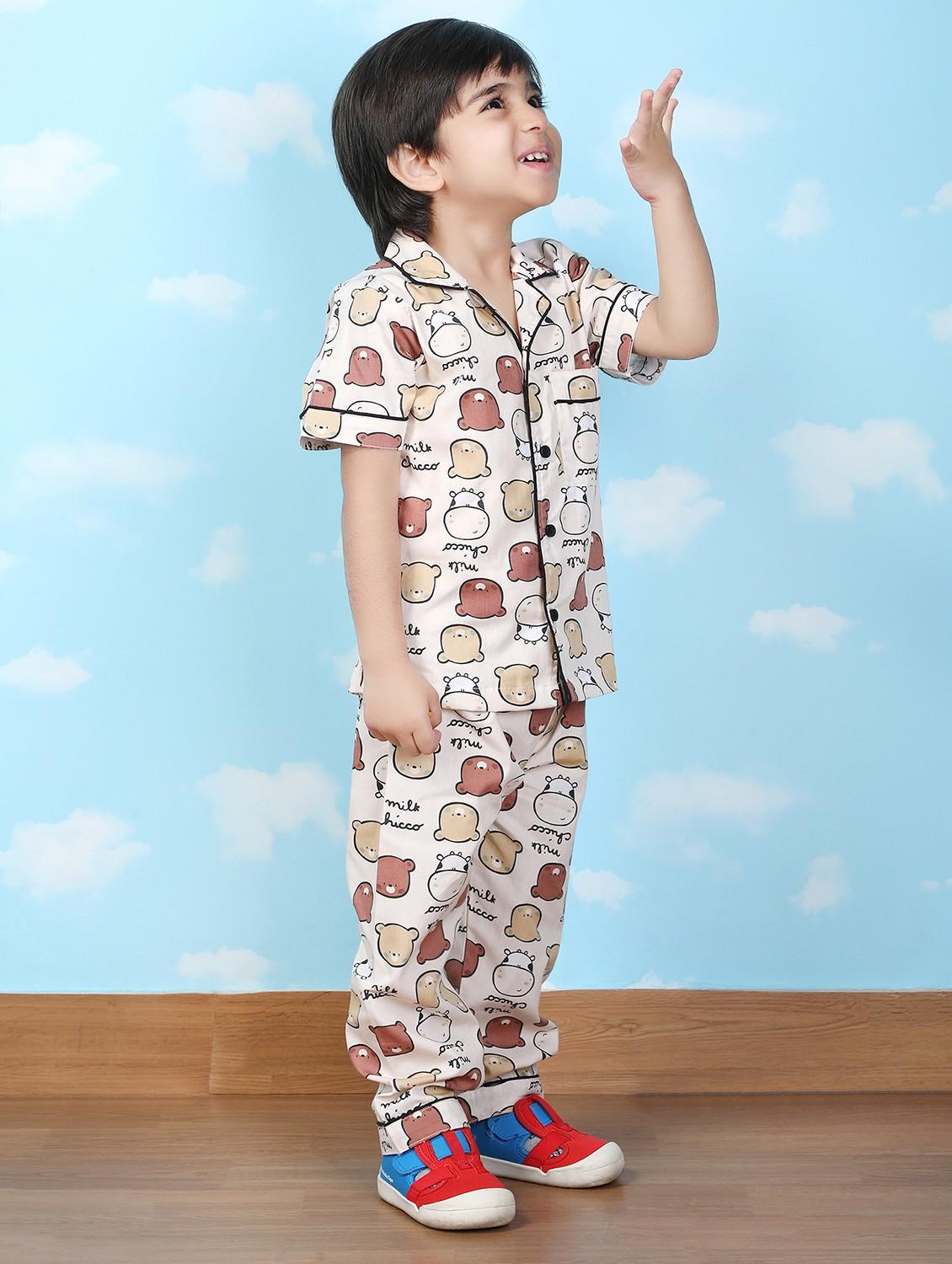 animal print cotton brown pyjama set - 21962409 - Standard Image - 3