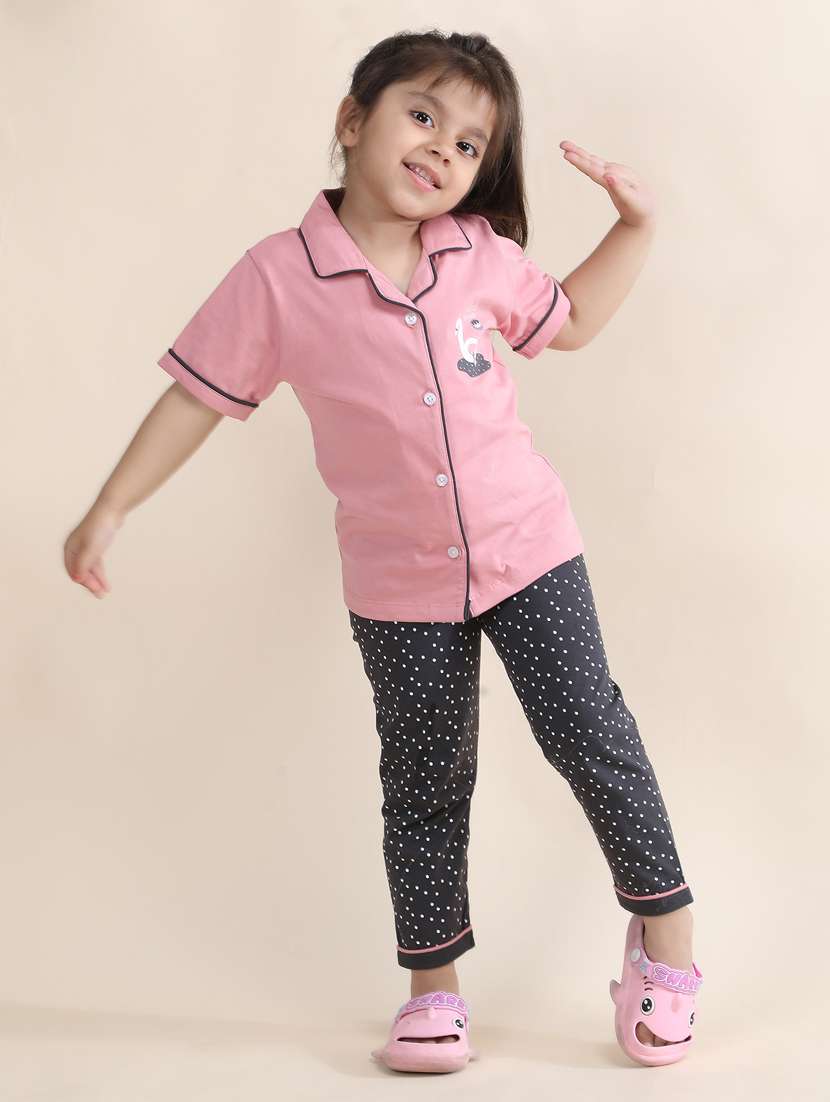 girls printed nightwear pyjama set