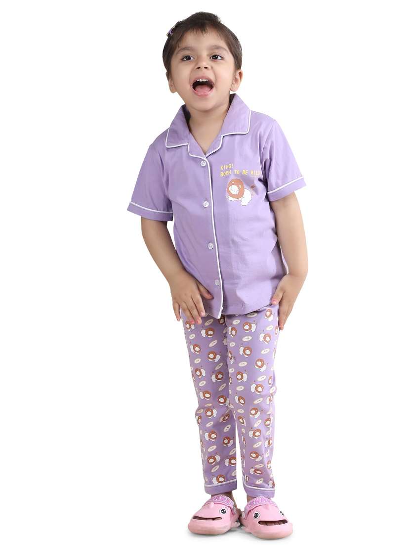 girls printed nightwear pyjama set