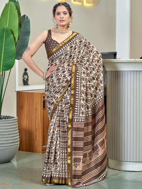 women printed casual wear saree with blouse - 21962419 -  Standard Image - 0