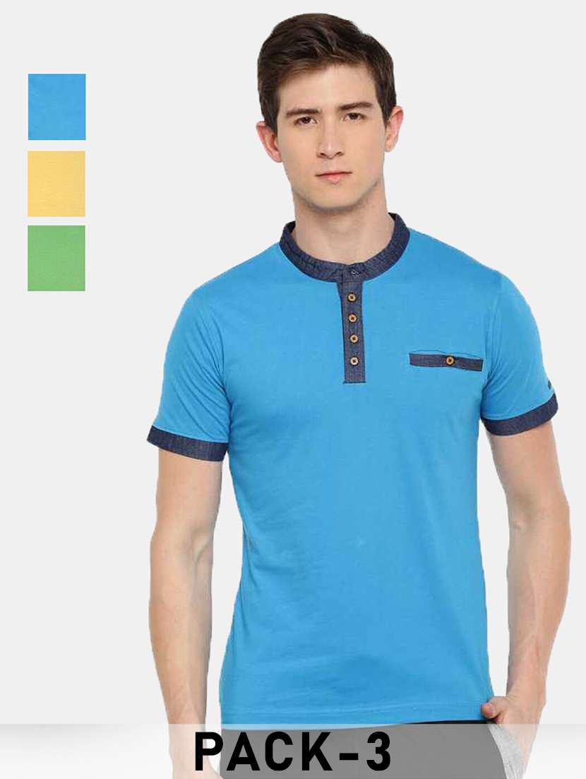 men pack of 3 solid short sleeve slim fit t-shirt