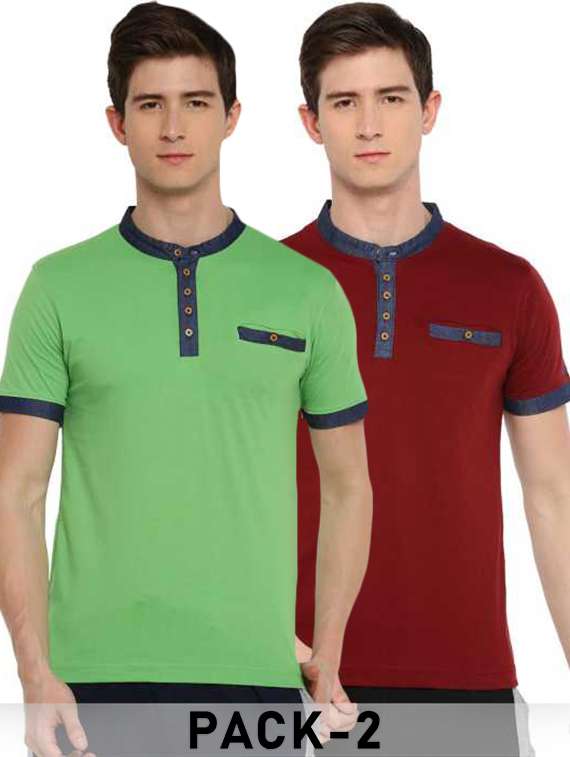 men pack of 2 solid short sleeve slim fit t-shirt