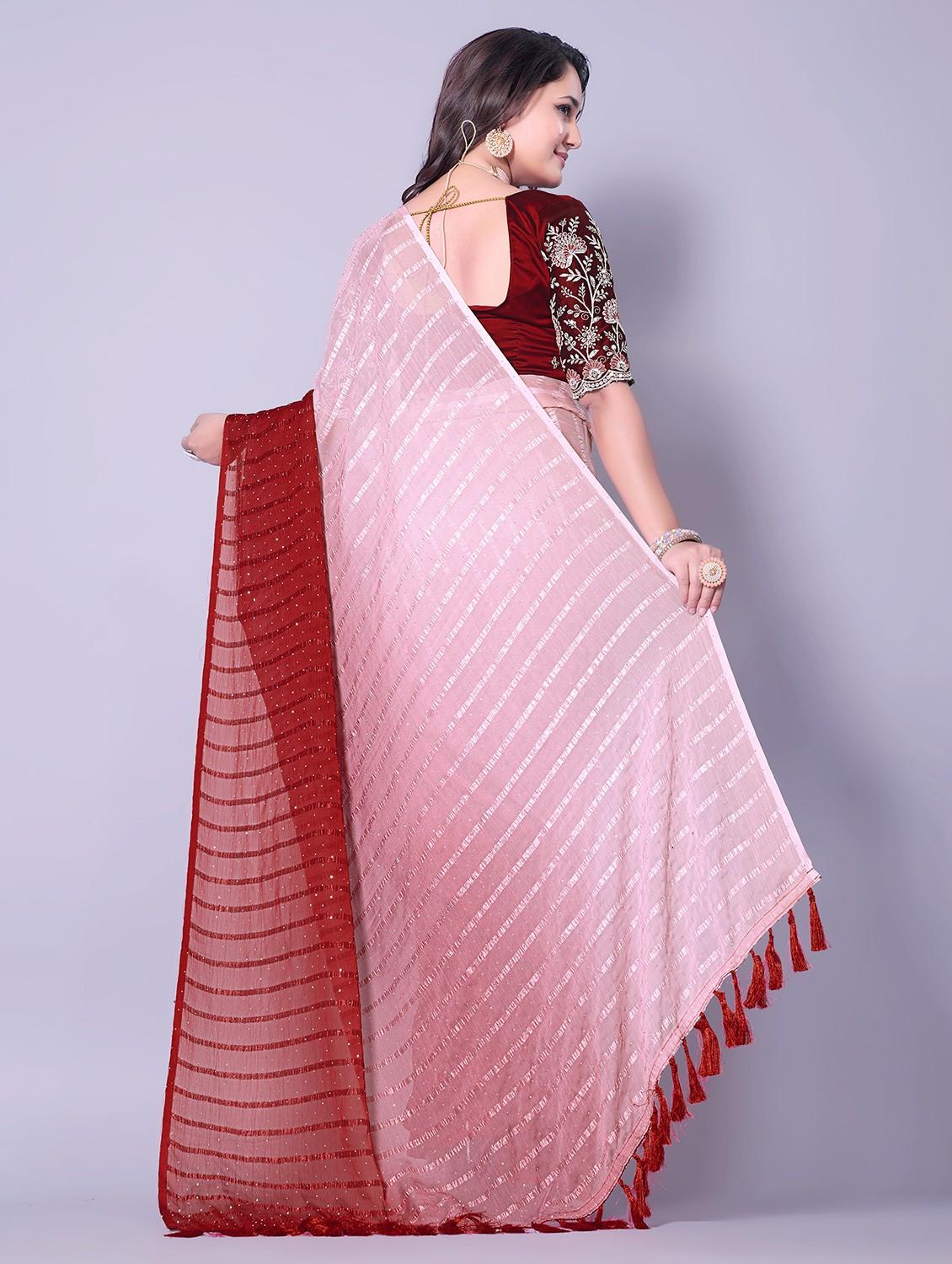 women ombre printed saree with blouse - 21962465 - Standard Image - 3