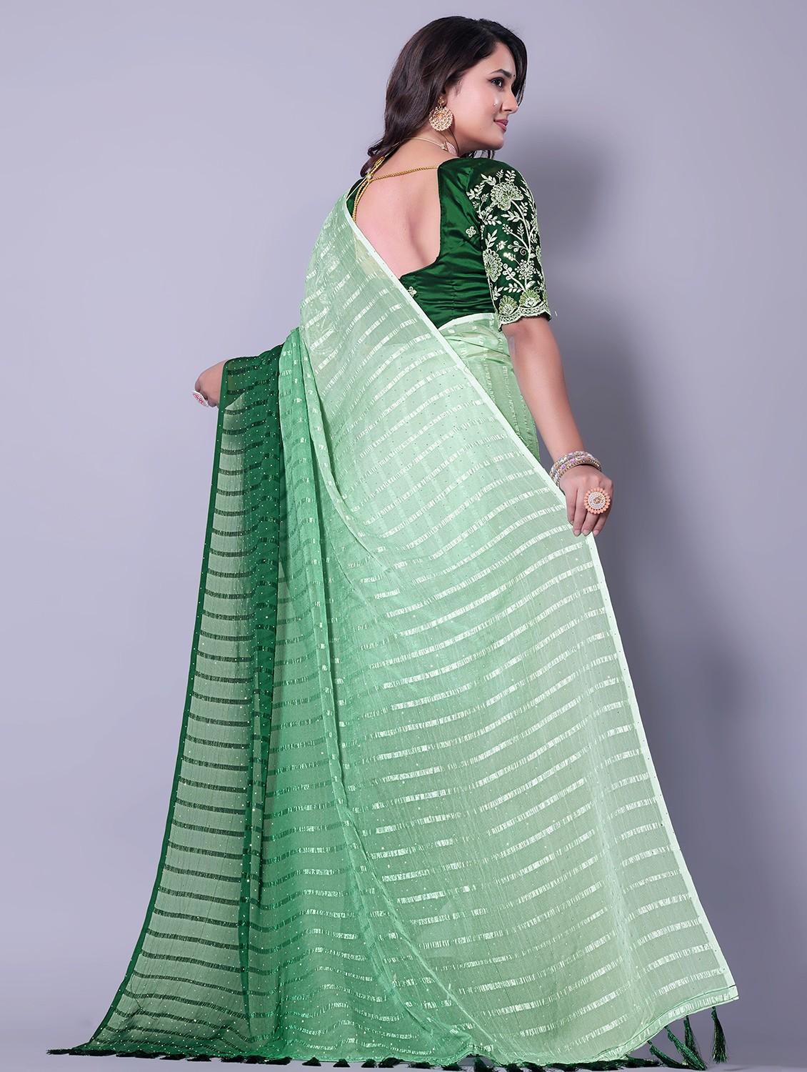 women ombre printed saree with blouse - 21962466 - Standard Image - 3
