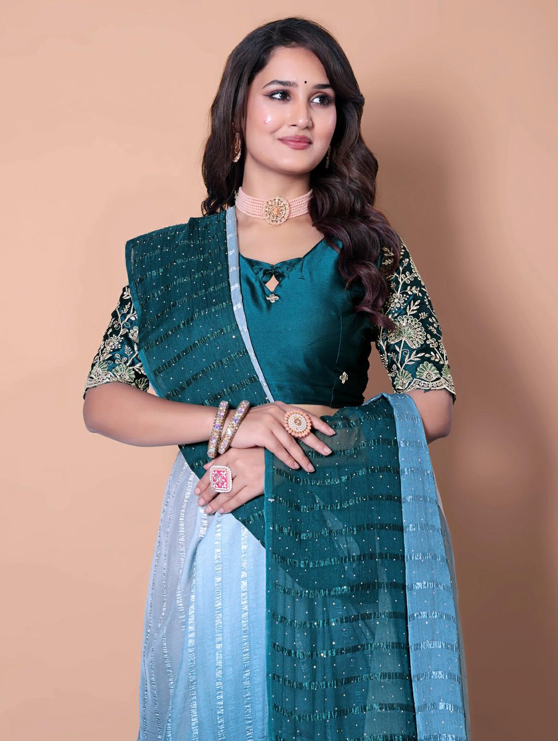 women ombre printed saree with blouse - 21962470 - Standard Image - 3