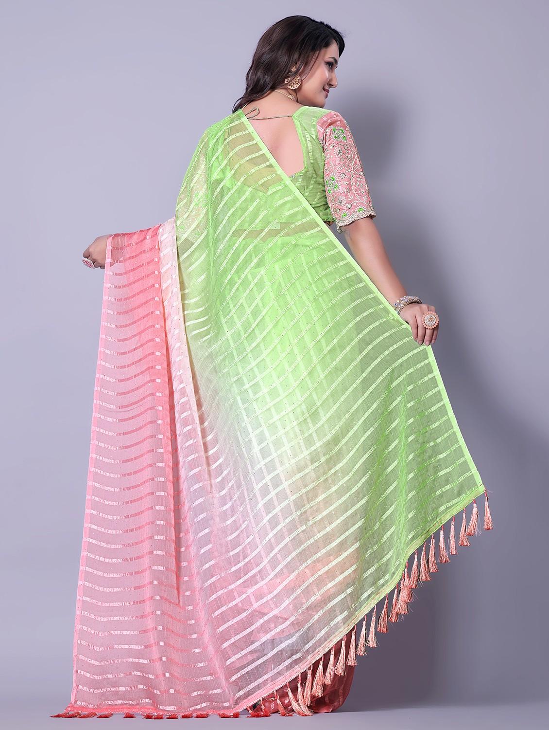 women ombre printed saree with blouse - 21962473 - Standard Image - 3