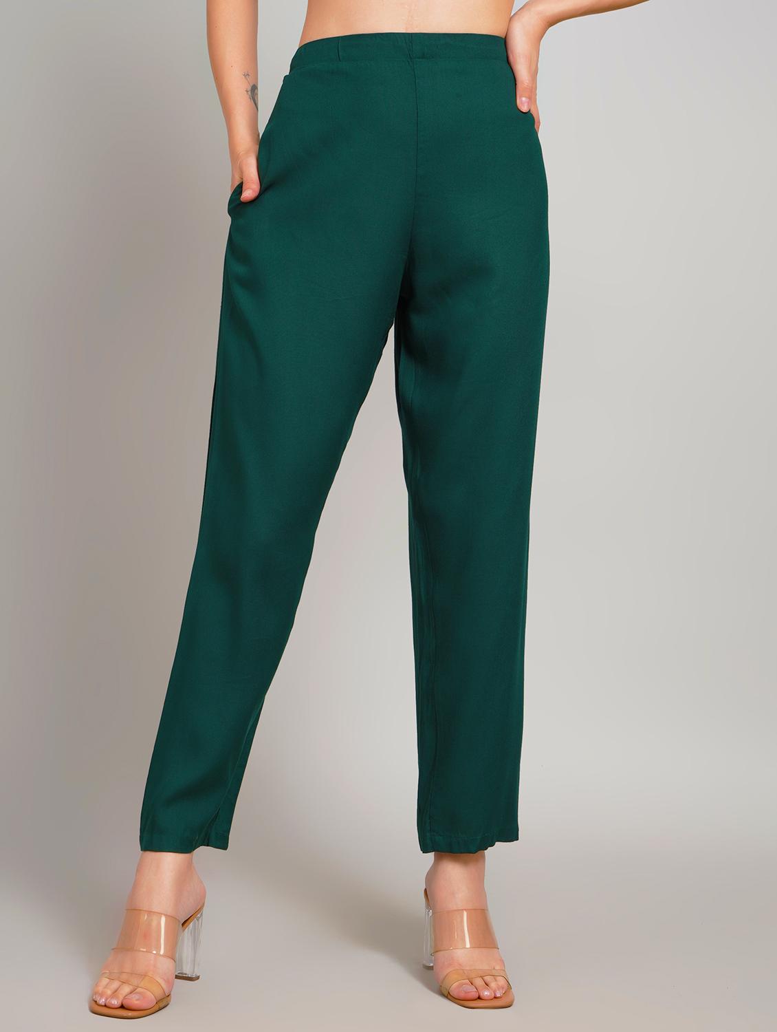 women solid high rise straight trouser - 21962489 - Zoom Image - 0