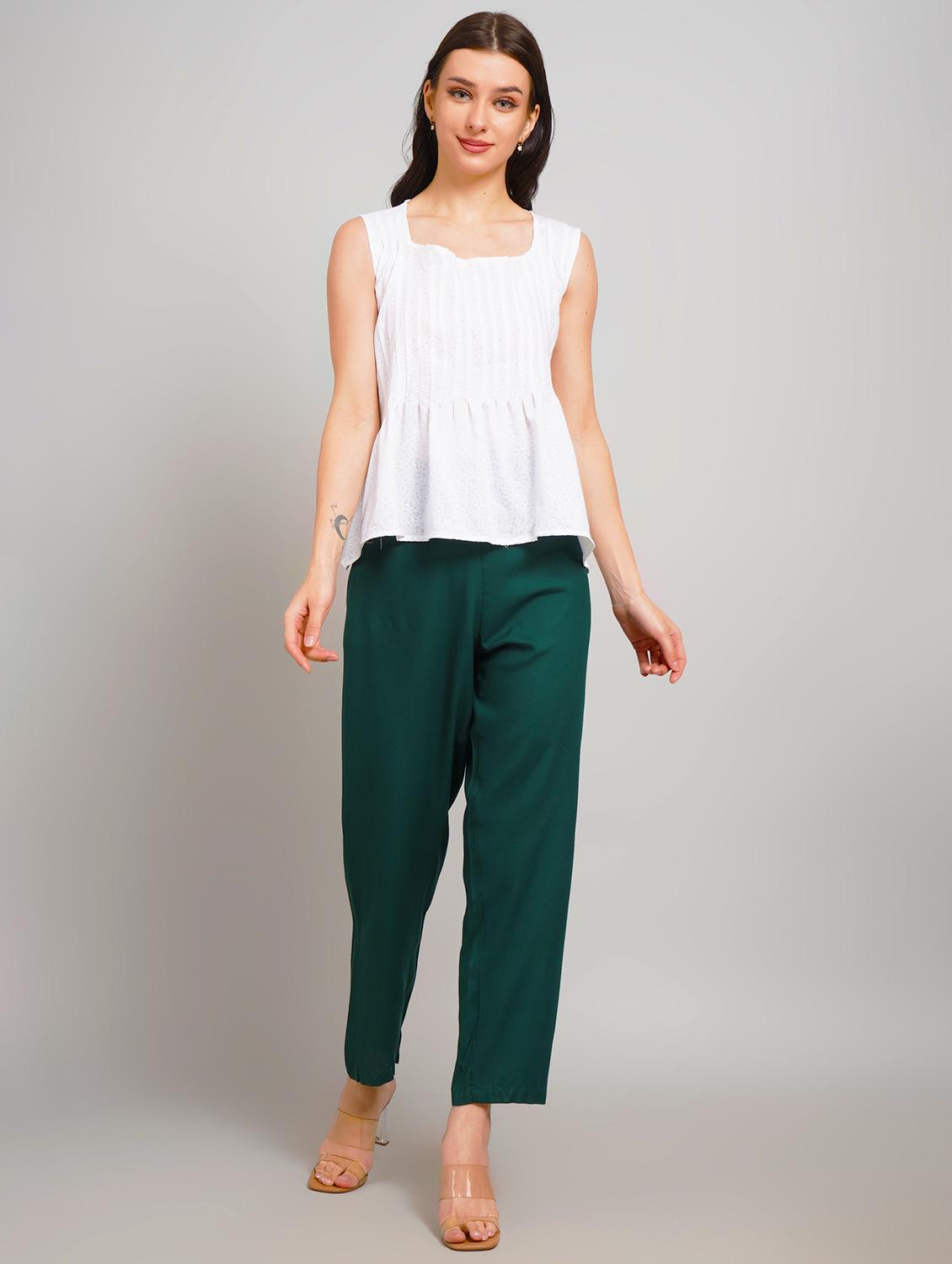 women solid high rise straight trouser - 21962489 - Standard Image - 5