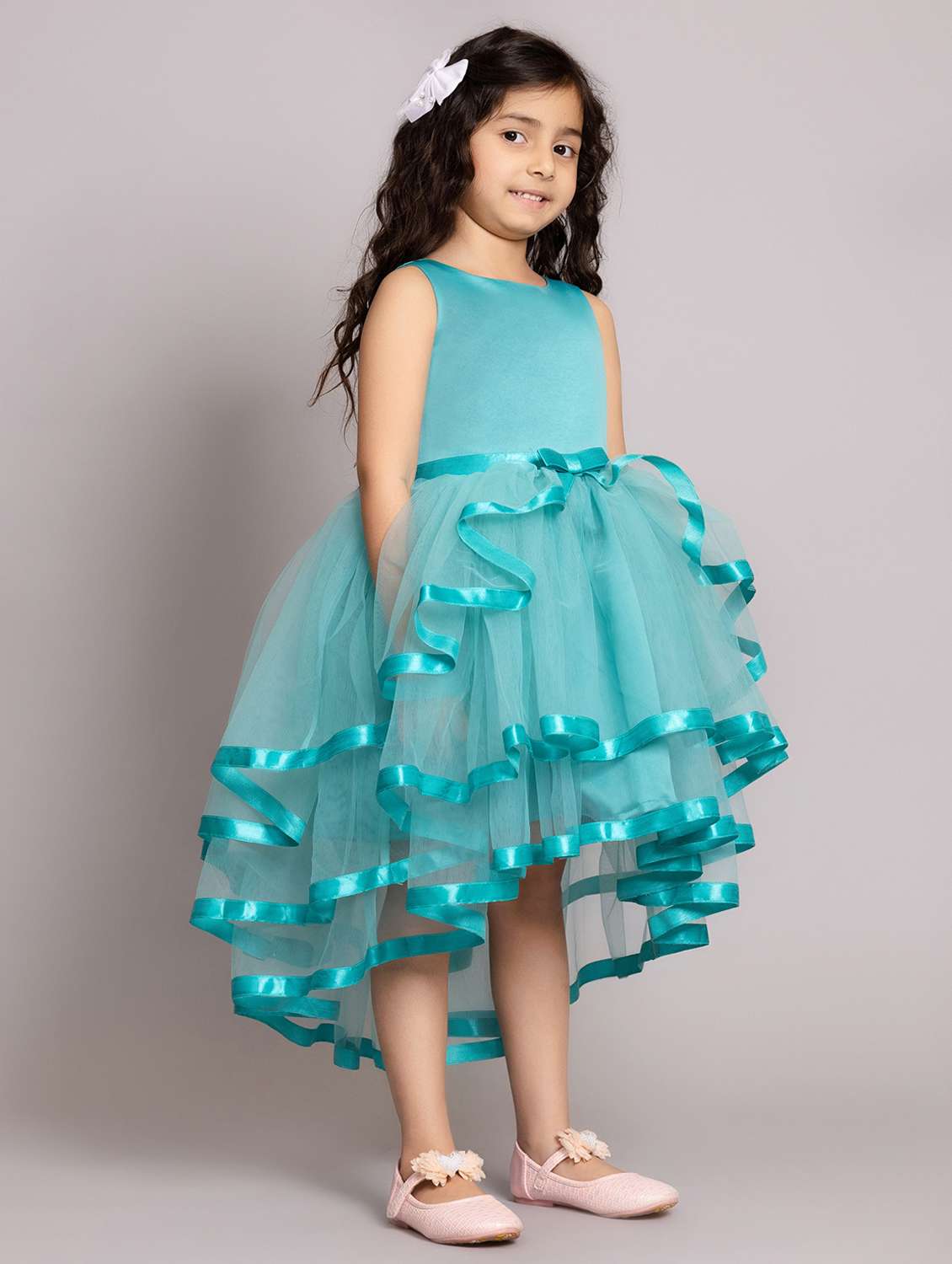 girls solid sleeveless high-low dress - 21962509 -  Standard Image - 3