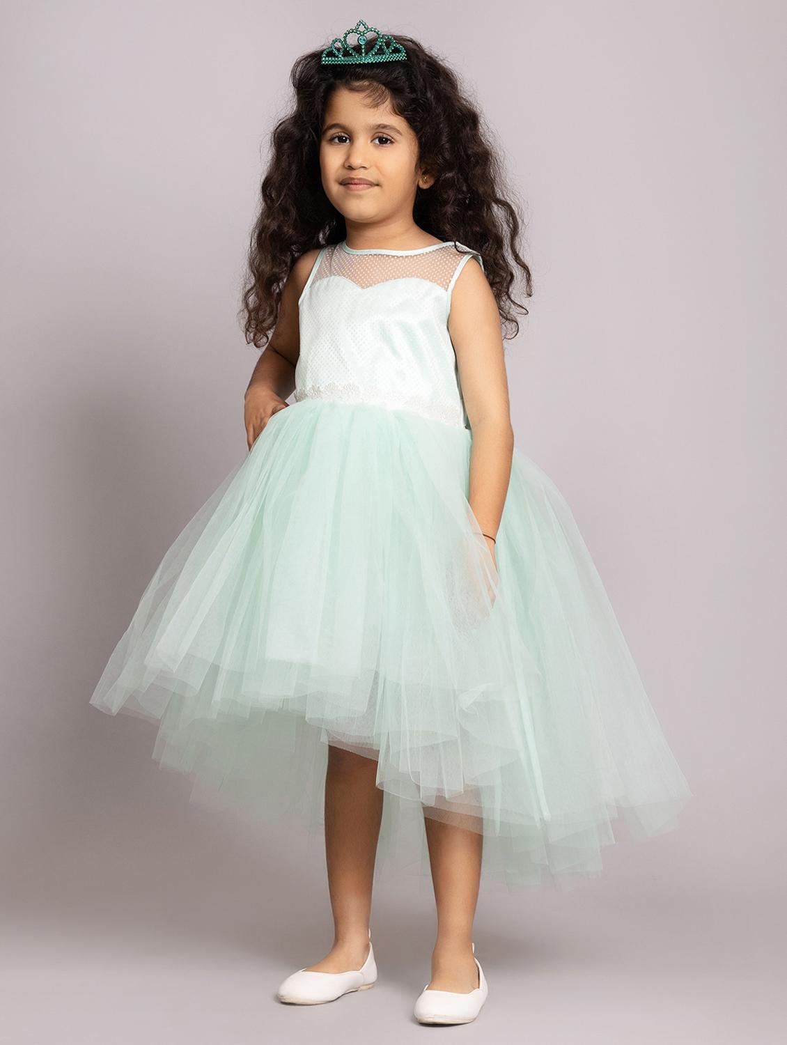 girls self designed sleeveless high low dress - 21962534 - Standard Image - 3