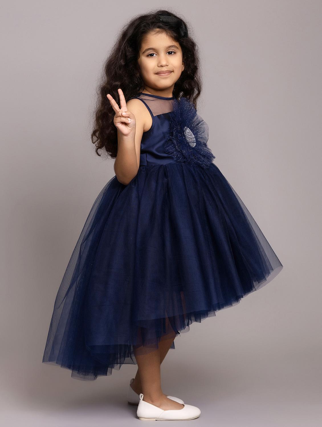 girls self designed sleeveless high low dress - 21962536 - Standard Image - 3