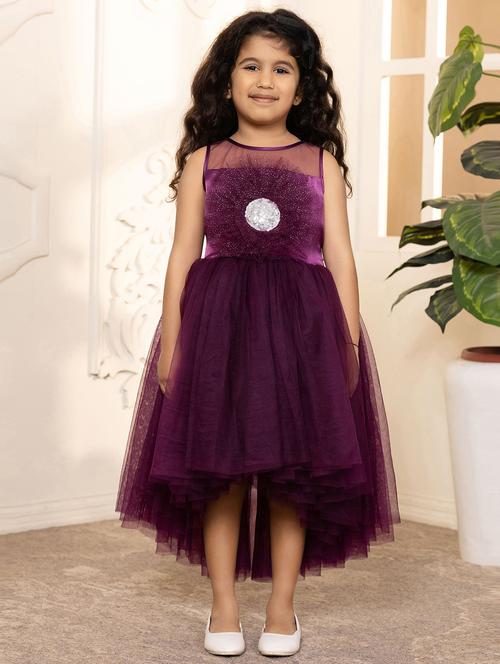 girls self designed sleeveless high low dress - 21962537 - Standard Image - 0