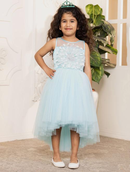 girls self designed sleeveless high low dress - 21962539 - Standard Image - 0