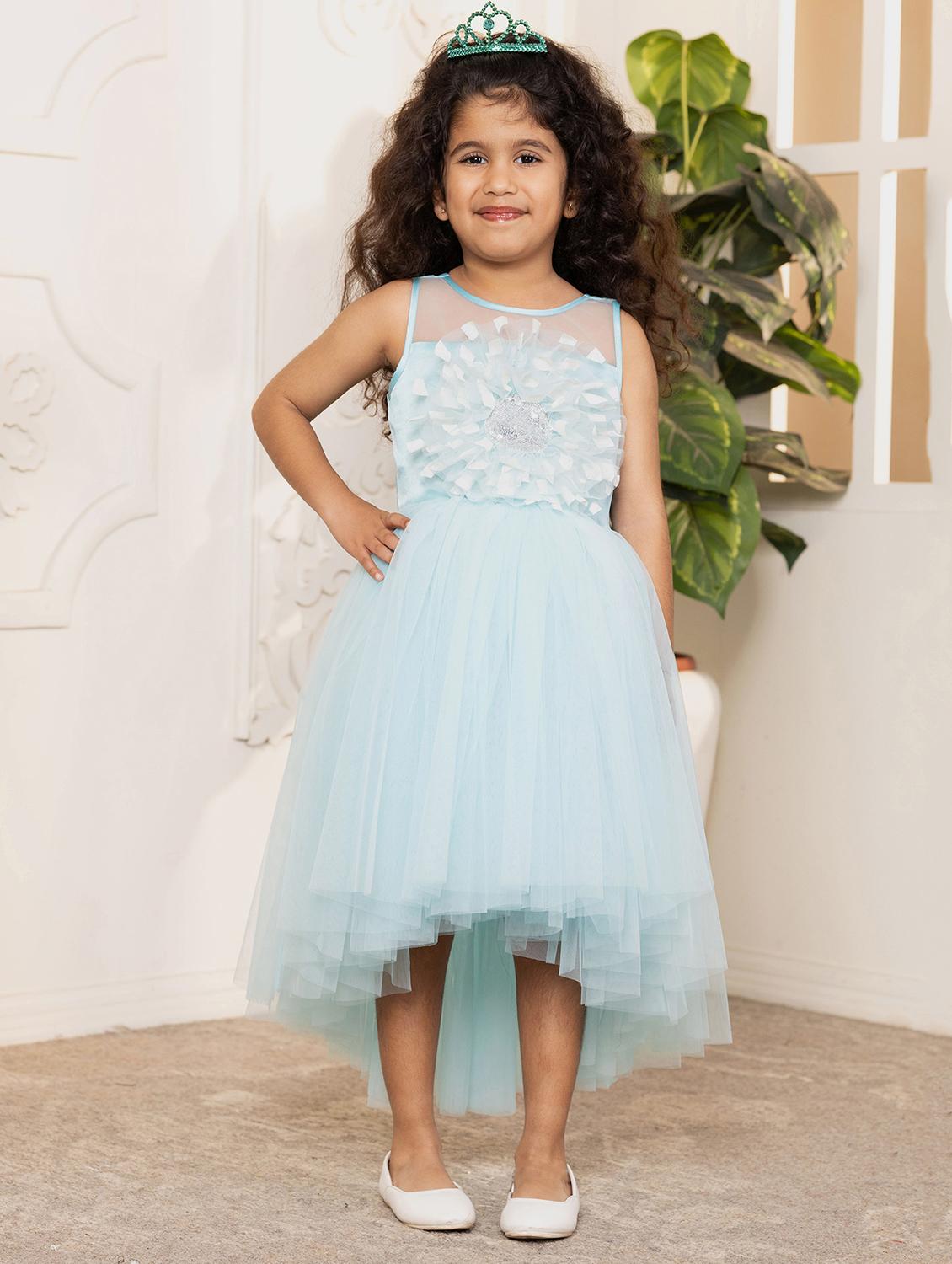 girls self designed sleeveless high low dress - 21962539 - Zoom Image - 0