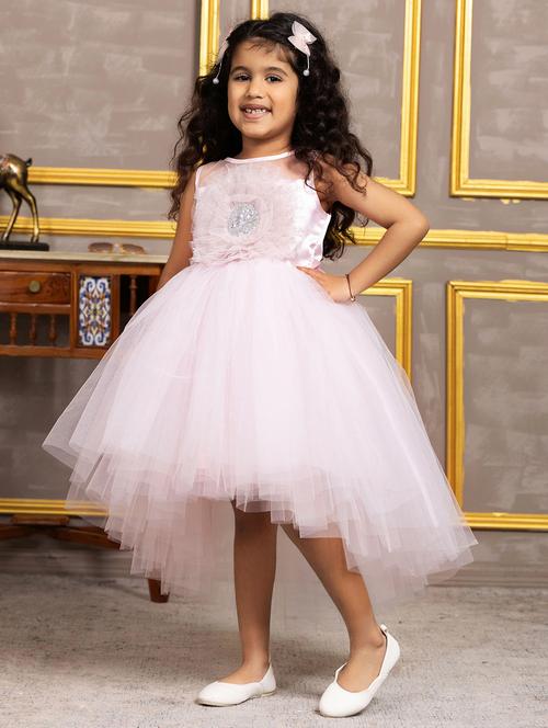girls self designed sleeveless high low dress - 21962544 - Standard Image - 0