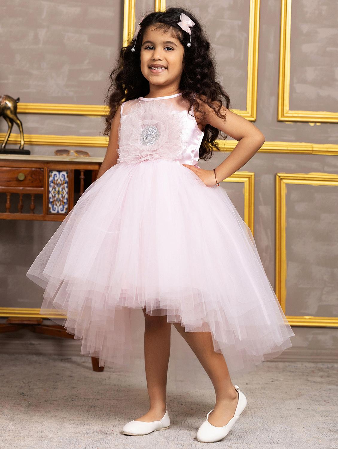 girls self designed sleeveless high low dress - 21962544 - Zoom Image - 0