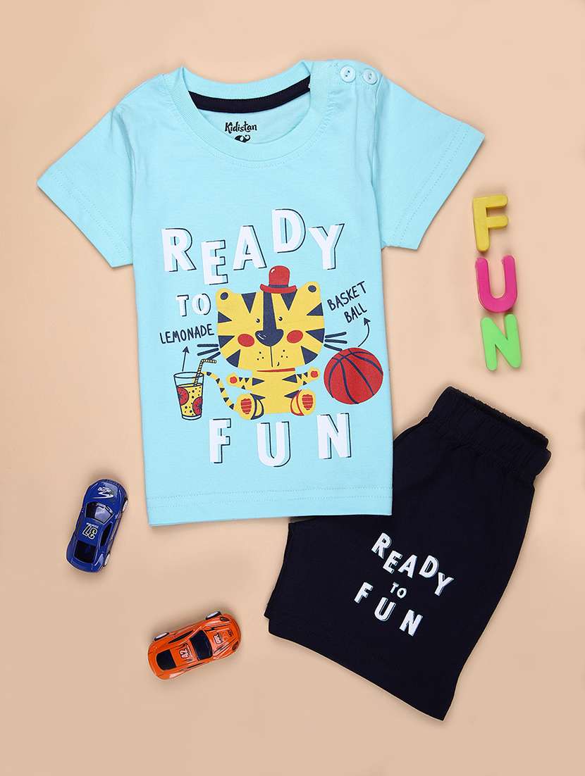boys printed t-shirt and short set