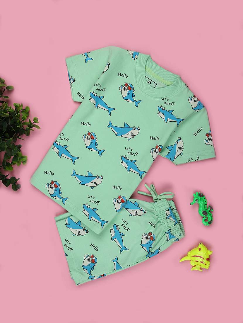 boys printed t-shirt and short co-ord set