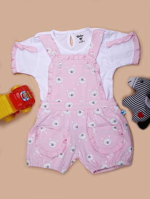 girls printed top and dungree set - 21962594 - Standard Image - 0