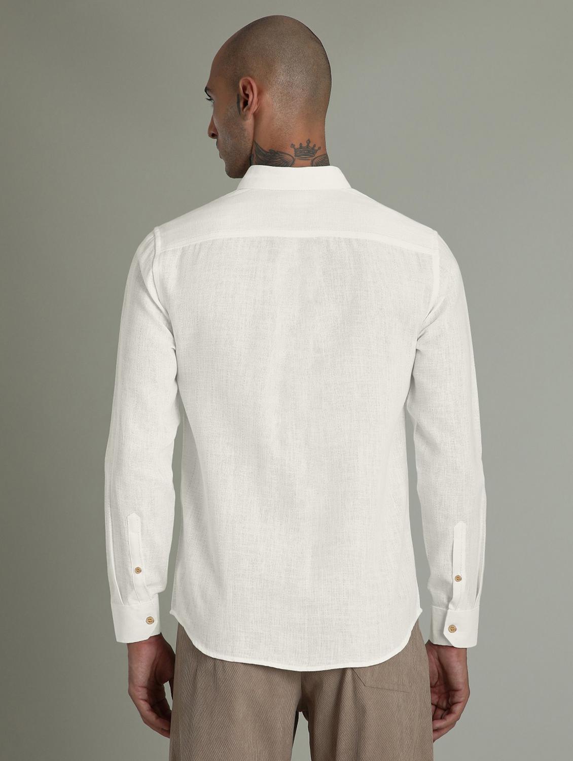 white linen blend casual shirt - 21962605 - Standard Image - 3