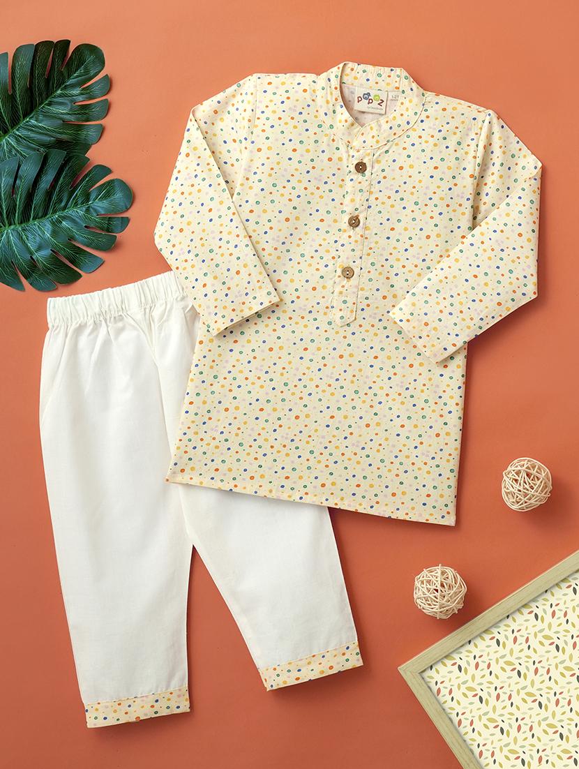 boys printed long sleeve kurta & pyjama set - 21962608 - Zoom Image - 0