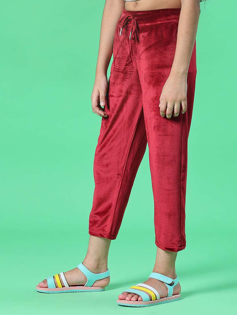 girls solid mid rise winterwear trouser - 21962659 -  Standard Image - 3