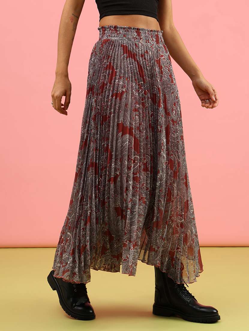 women printed mid rise flared skirt - 21962685 -  Standard Image - 3