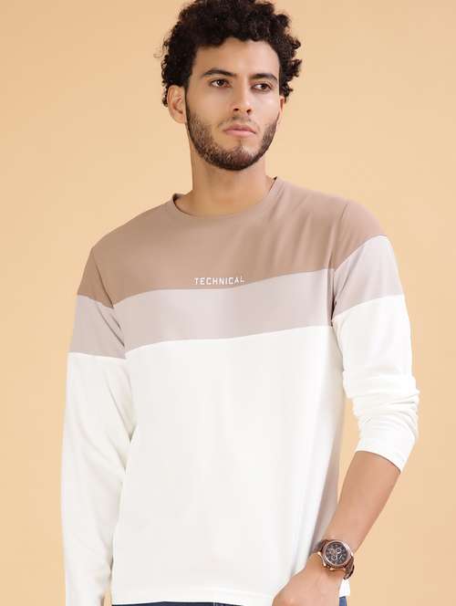 men color blocked long sleeve regular fit t-shirt - 21962708 -  Standard Image - 0