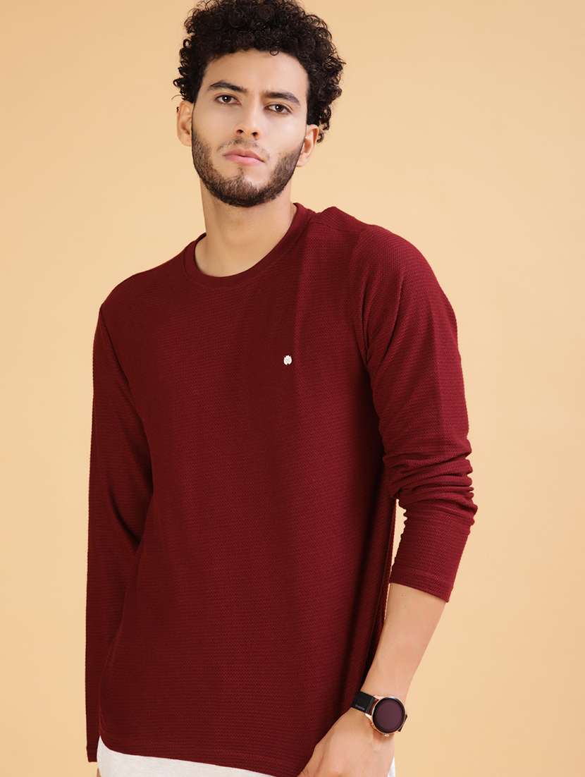 men solid long sleeve regular fit t-shirt