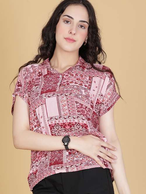women printed collared regular top - 21962758 -  Standard Image - 0