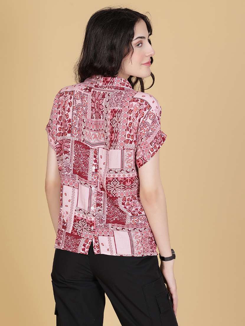 women printed collared regular top - 21962758 - Standard Image - 3