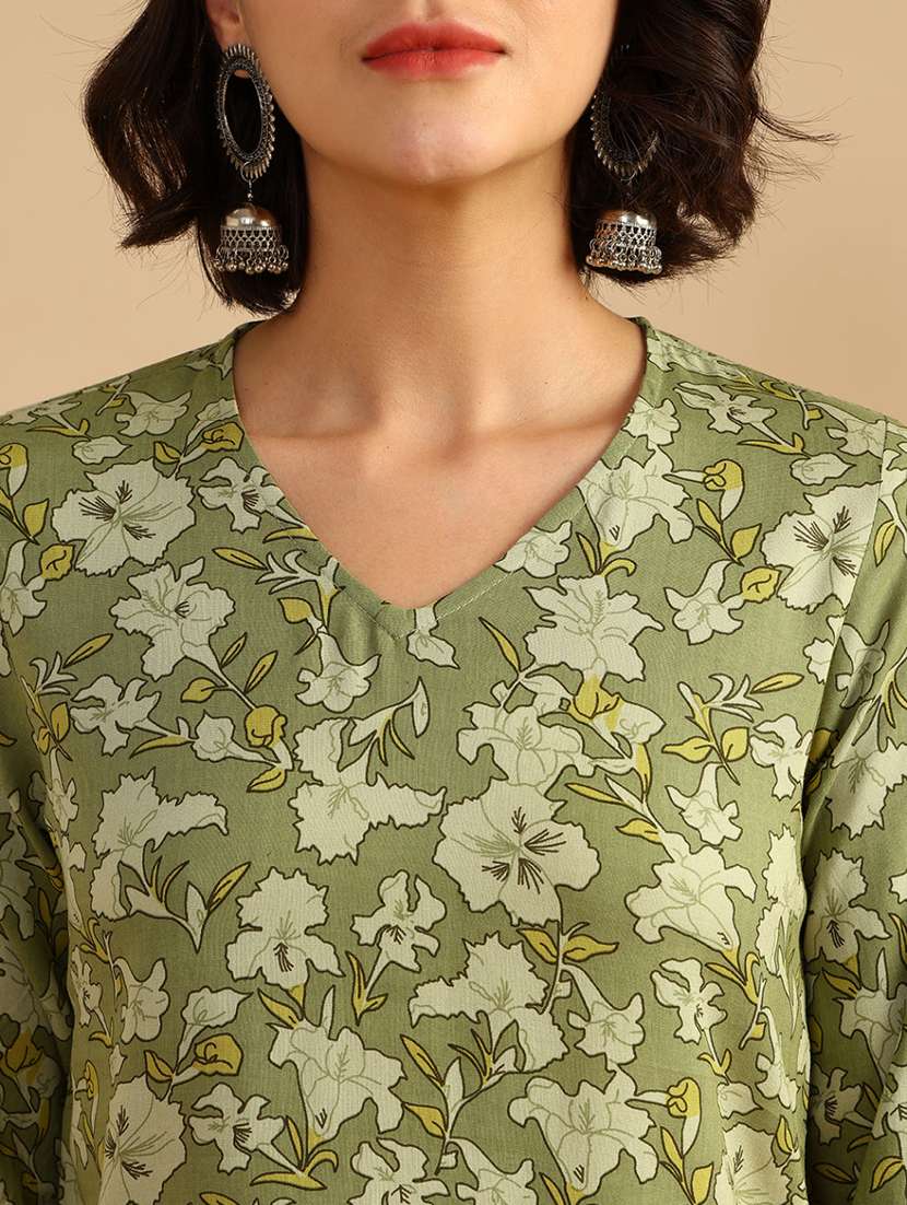 women three quarter sleeve straight kurta - 21962787 -  Standard Image - 5