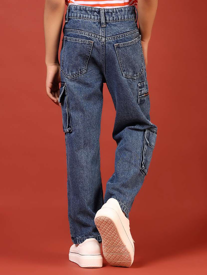 boys solid mid rise relaxed fit cargo - 21962884 -  Standard Image - 3