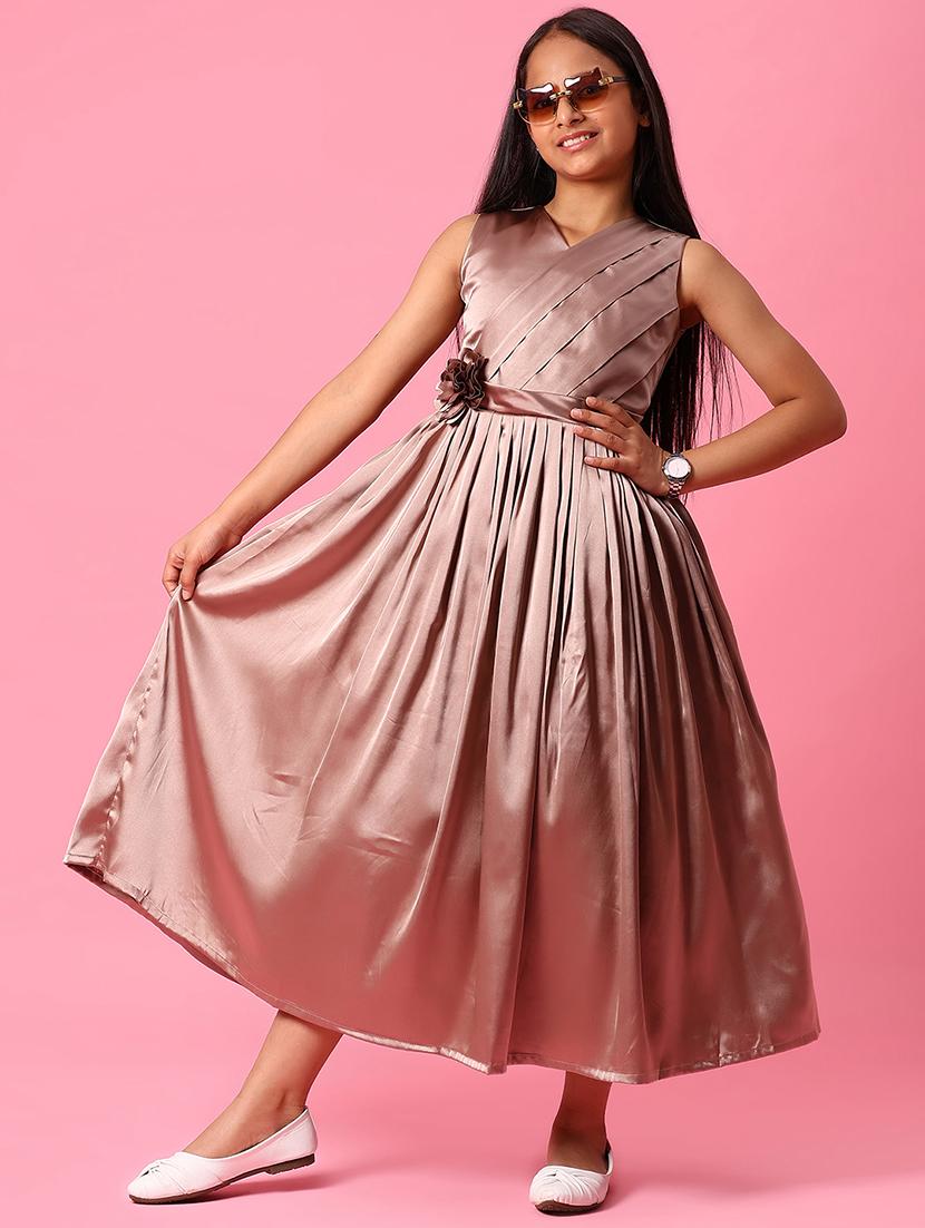 girls solid sleeveless fit and flared dress - 21962923 - Zoom Image - 0