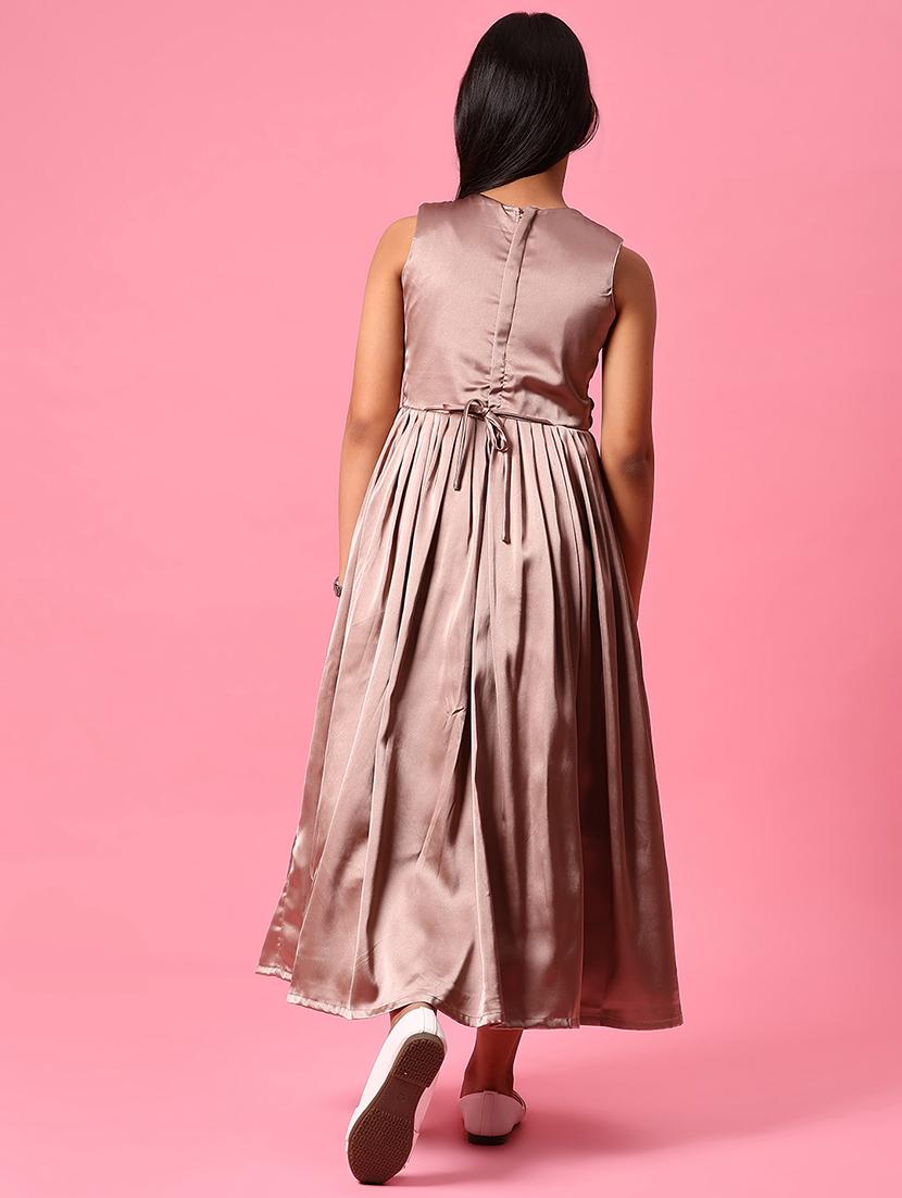 girls solid sleeveless fit and flared dress - 21962923 - Standard Image - 3