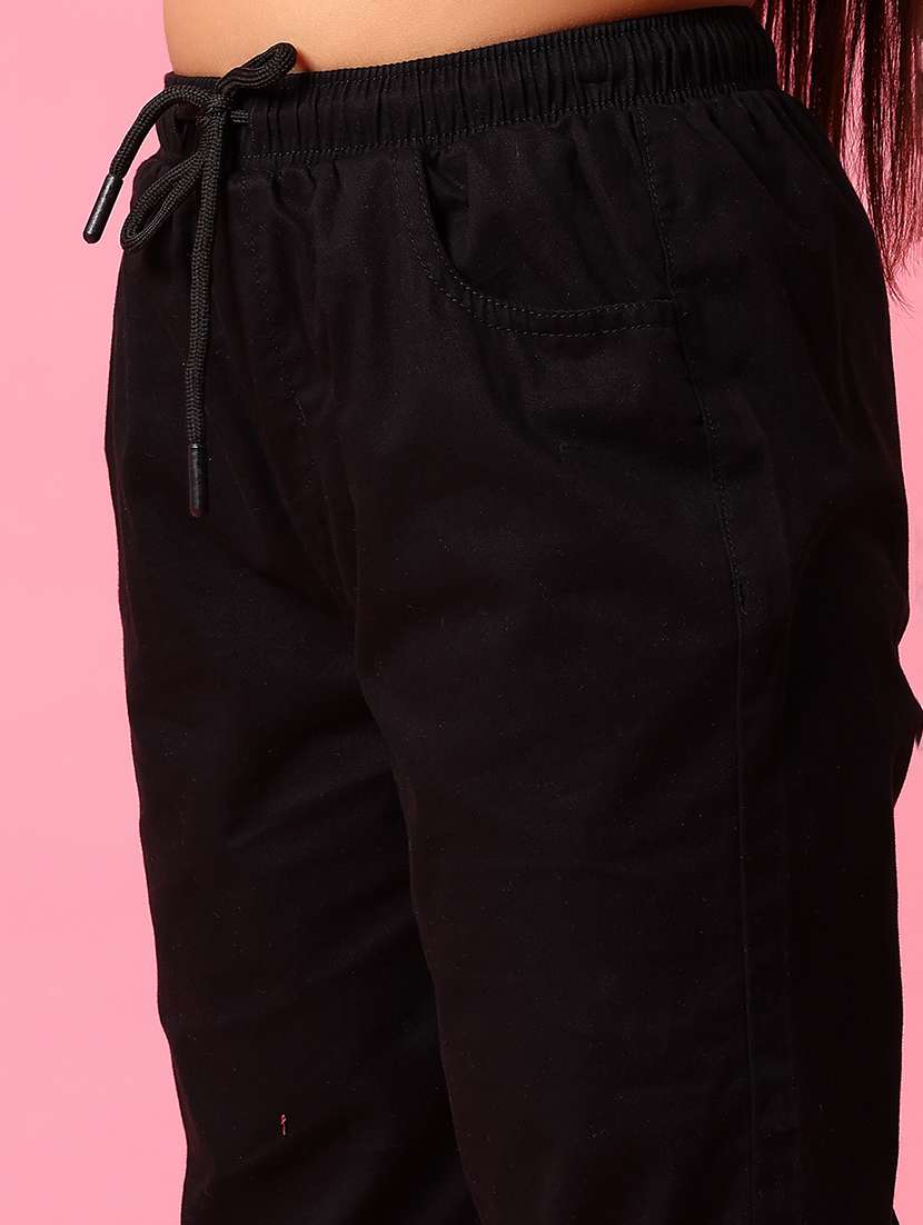 girls black solid relaxed fit jogger - 21962927 - Standard Image - 5