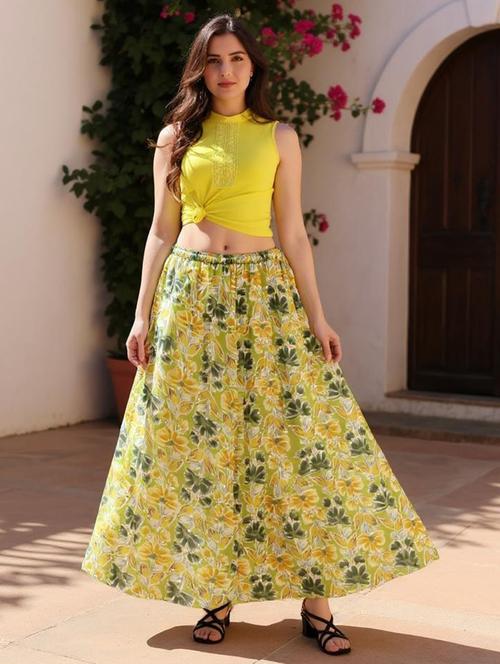 women floral print mid rise flared maxi skirt - 21962949 -  Standard Image - 0