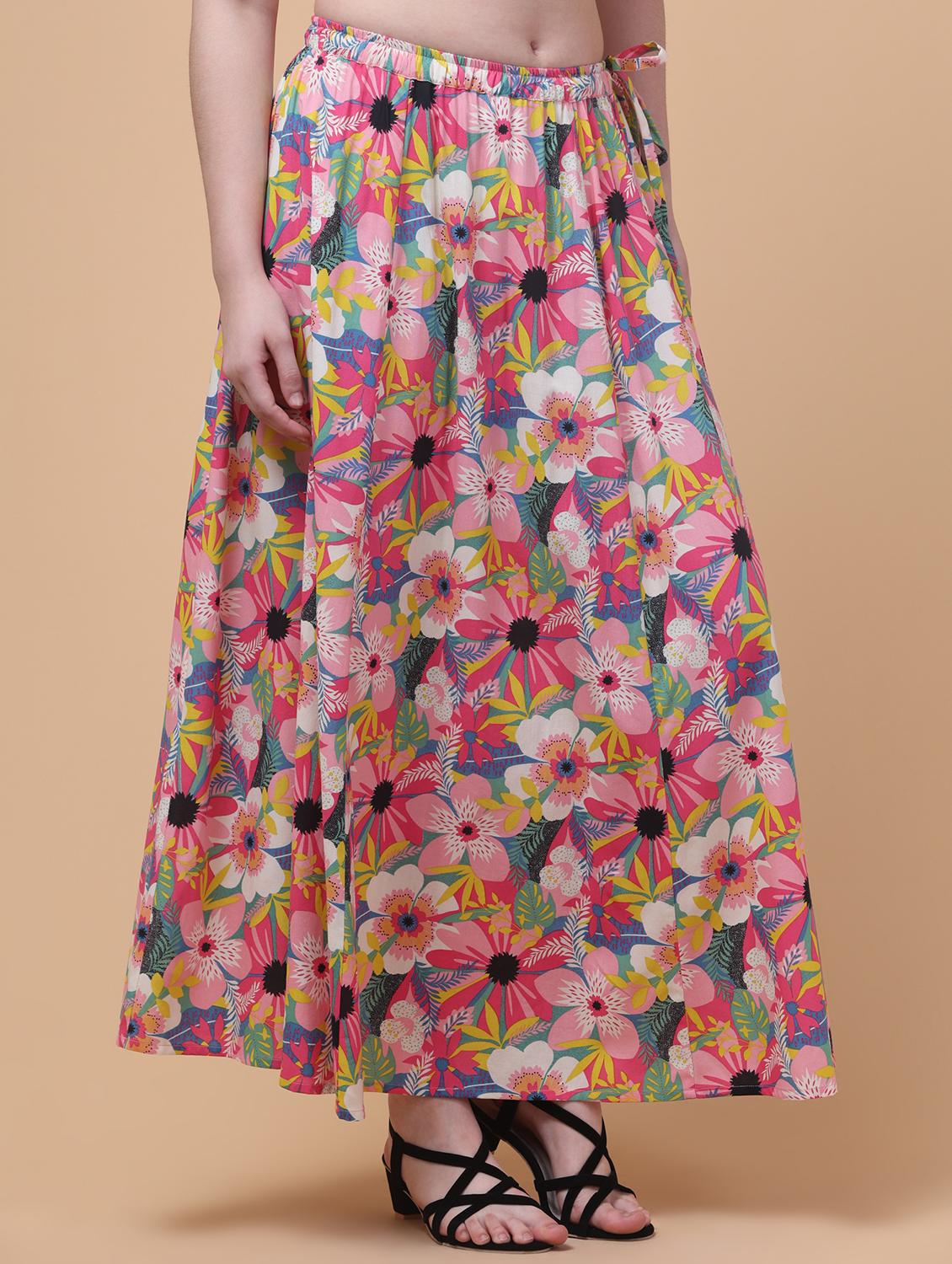 women floral print mid rise flared maxi skirt - 21962951 - Standard Image - 3