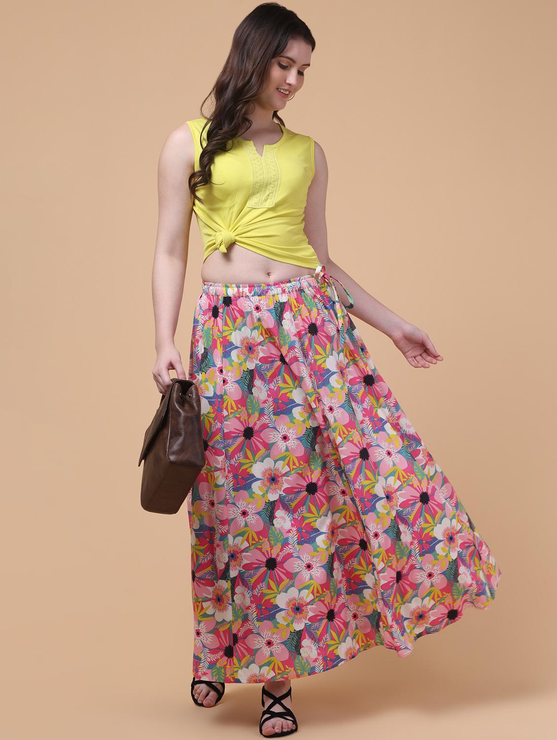 women floral print mid rise flared maxi skirt - 21962951 - Standard Image - 5