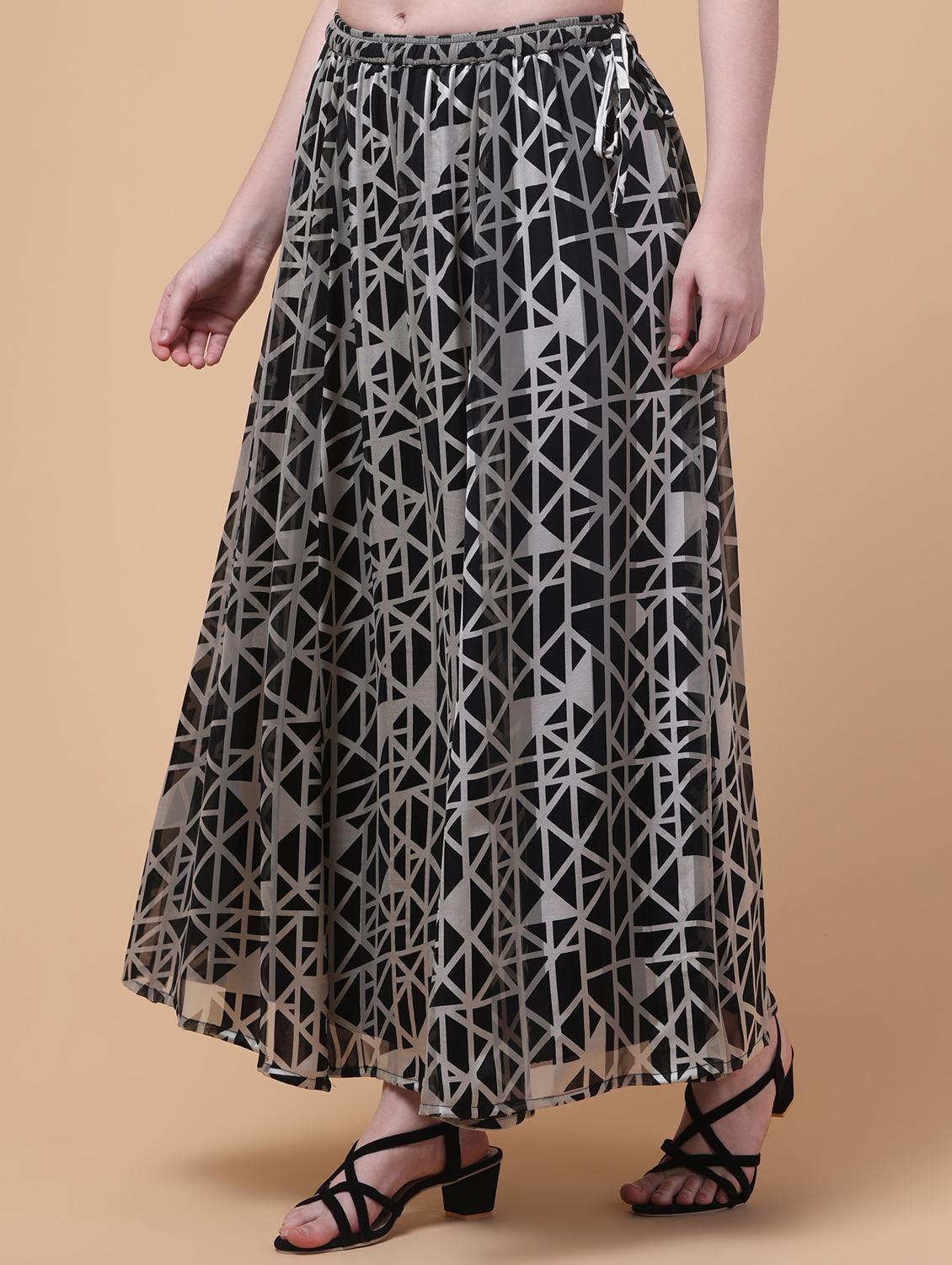 women printed mid rise flared maxi skirt - 21962952 - Standard Image - 3