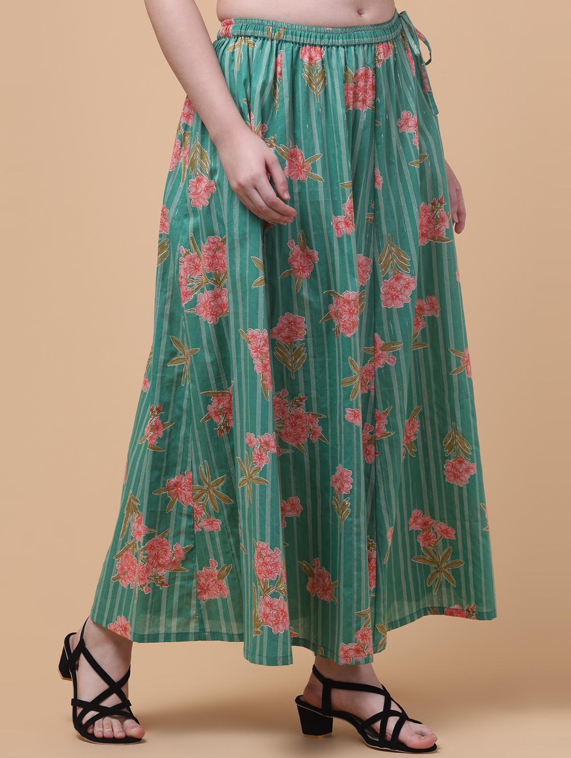 women floral print mid rise flared maxi skirt - 21962955 - Standard Image - 3