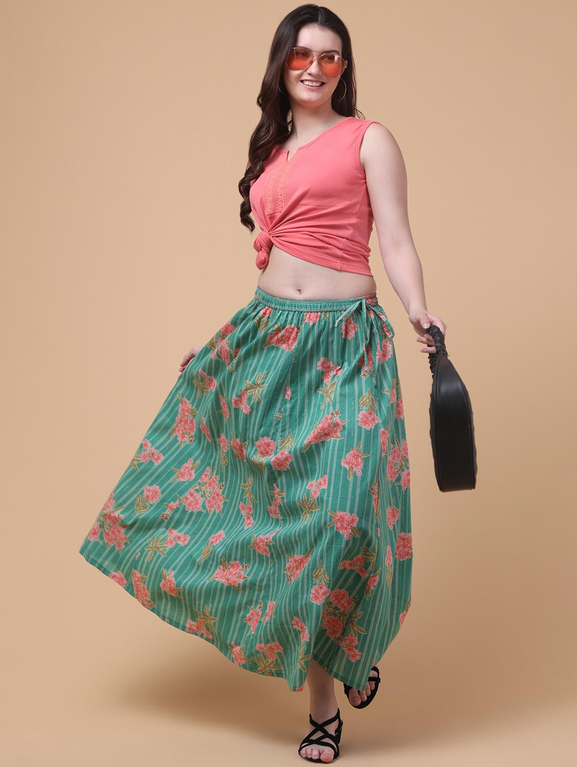 women floral print mid rise flared maxi skirt - 21962955 - Standard Image - 5