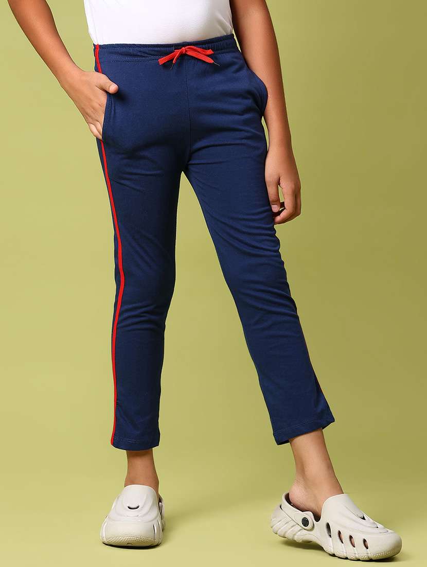 boys navy blue tapered mid rise track wear