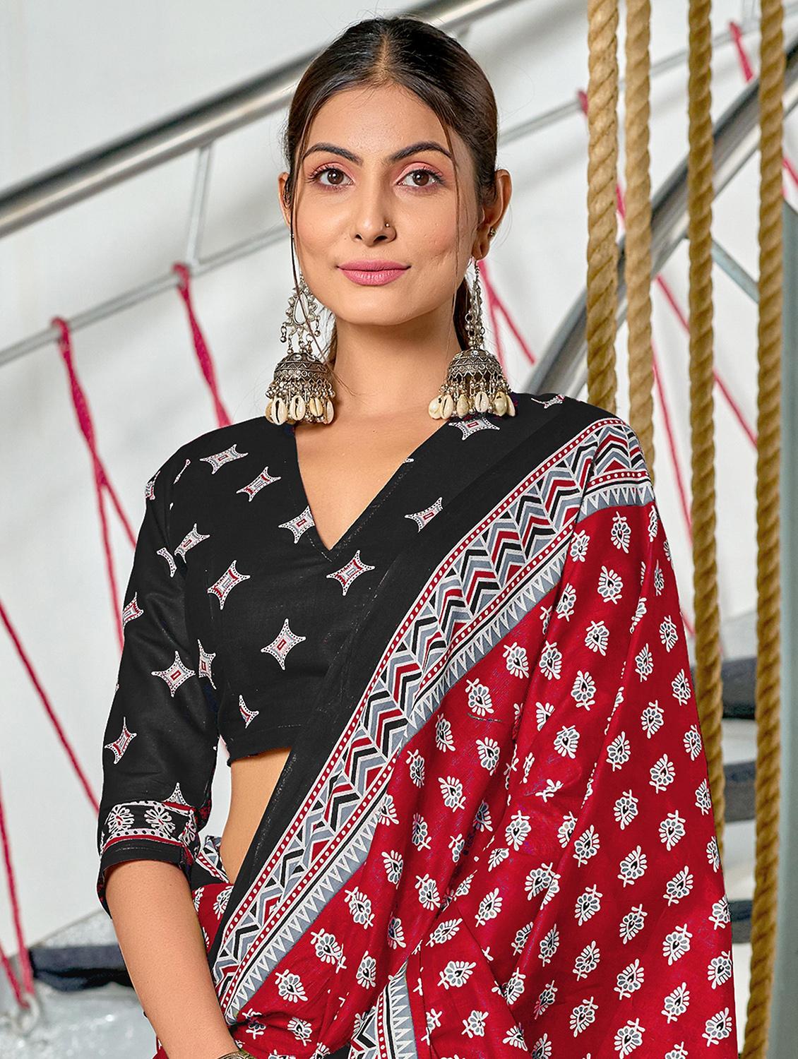 women printed casual wear saree with blouse - 21962975 - Standard Image - 3