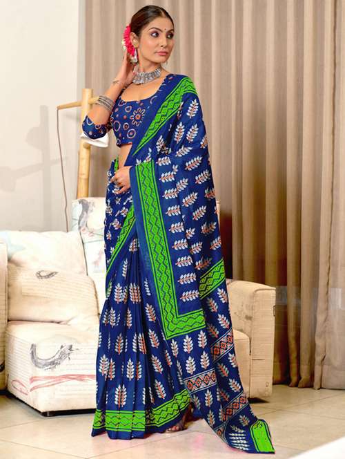 women printed casual wear saree with blouse - 21962993 -  Standard Image - 0