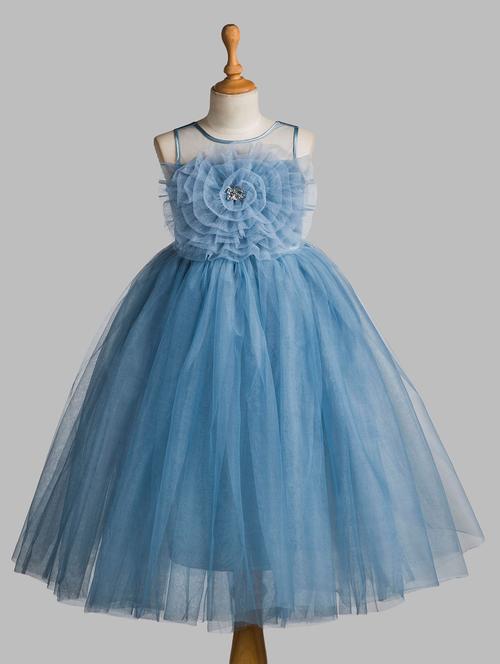 girls self designed sleeveless fit & flare dress - 21963195 - Standard Image - 0