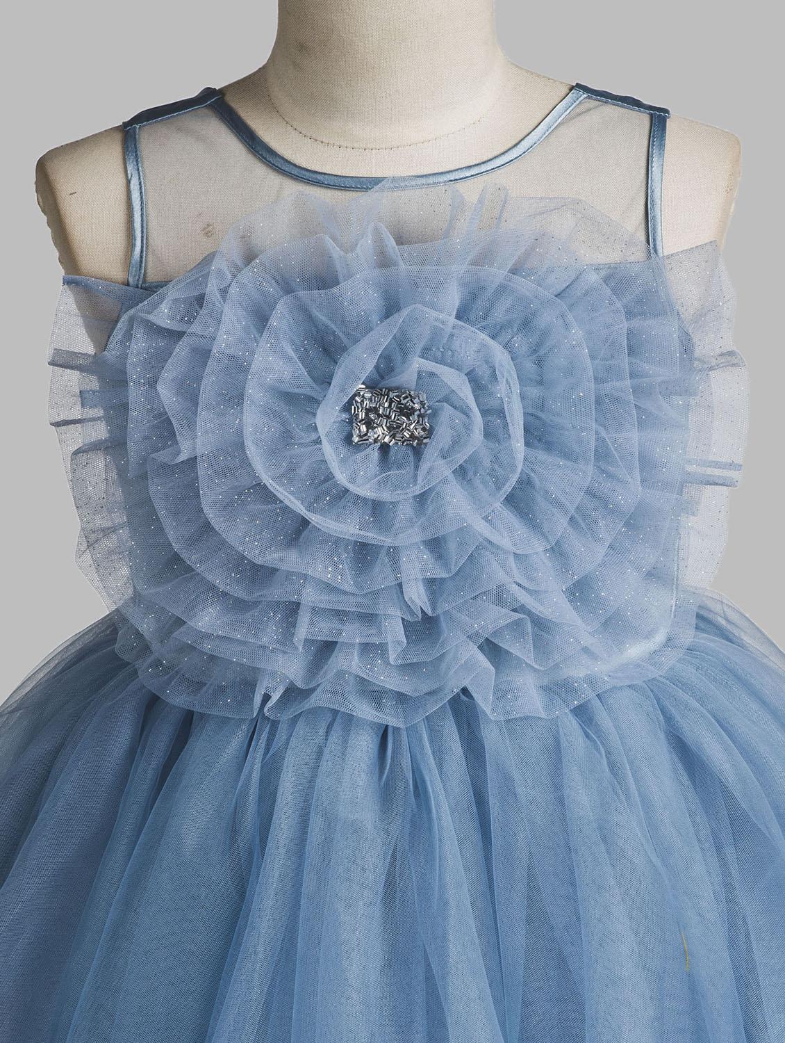 girls self designed sleeveless fit & flare dress - 21963195 - Standard Image - 3