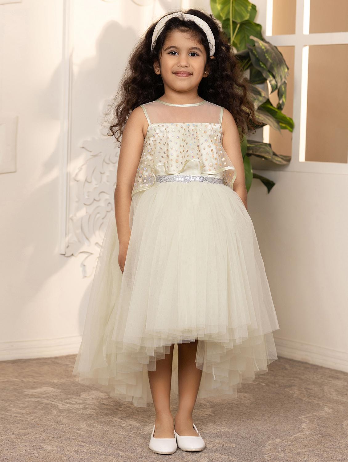girls self designed sleeveless high low dress - 21963201 - Zoom Image - 0